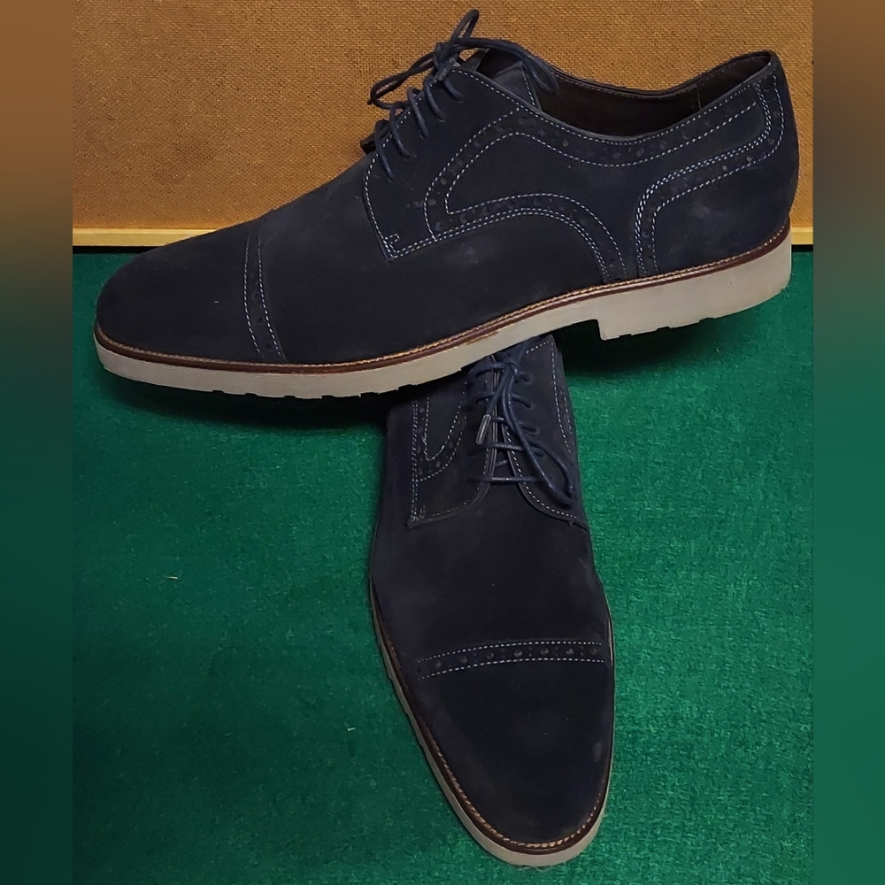 NORDSTROM CALIBRATE 38296 MSANTON MEN'S NAVY BLUE SUEDE CAPTOE OXFORDS SIZE 14 M
